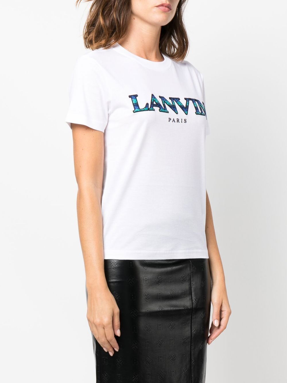 Lanvin Logo-embroidered Cotton T-shirt In White