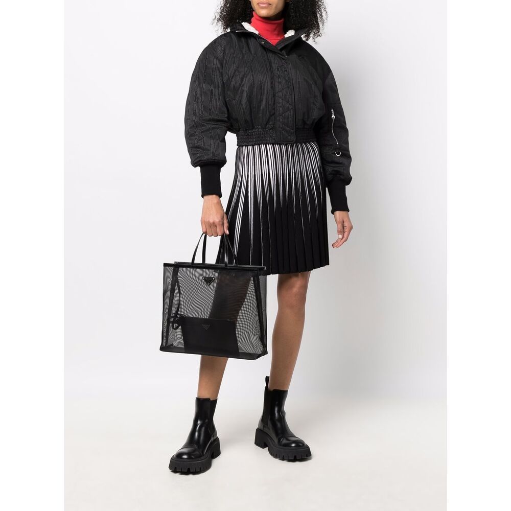 Prada Mesh Structured Tote Bag In Black