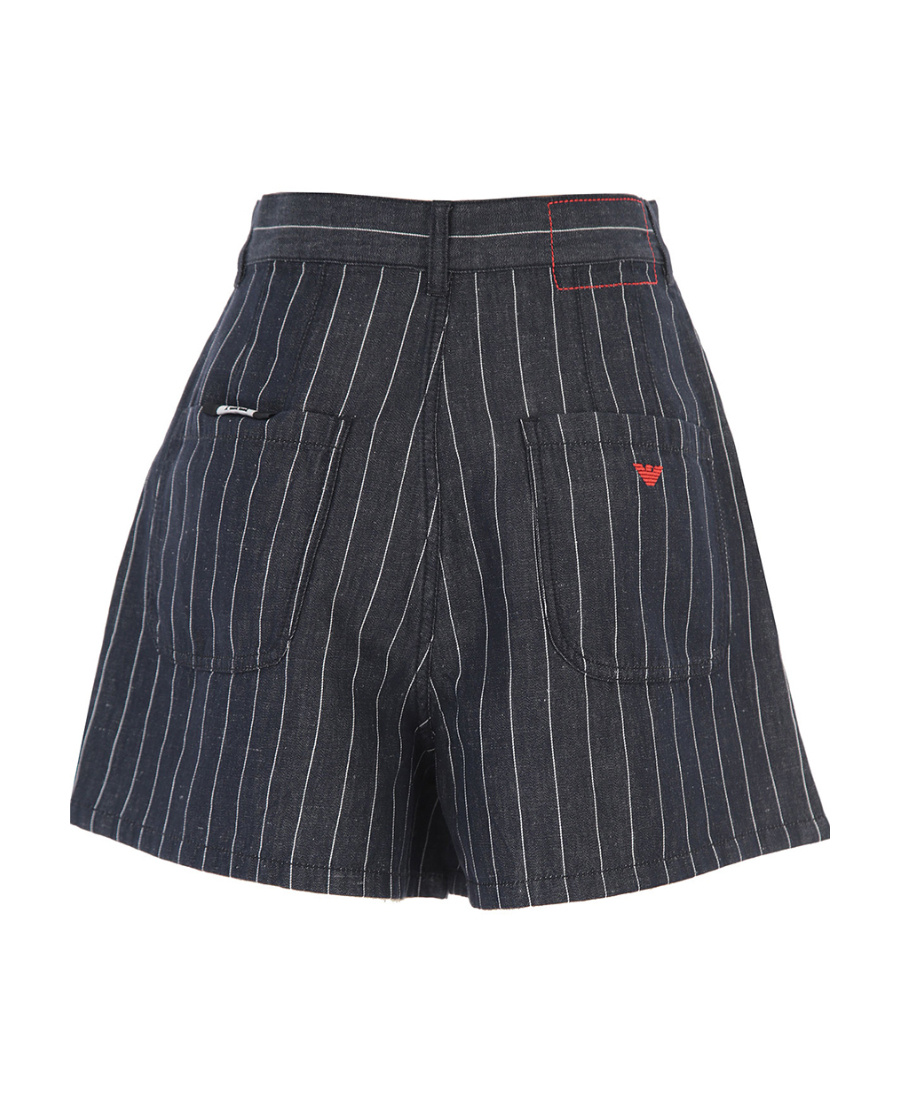 Emporio Armani Striped High-waisted Shorts In Black