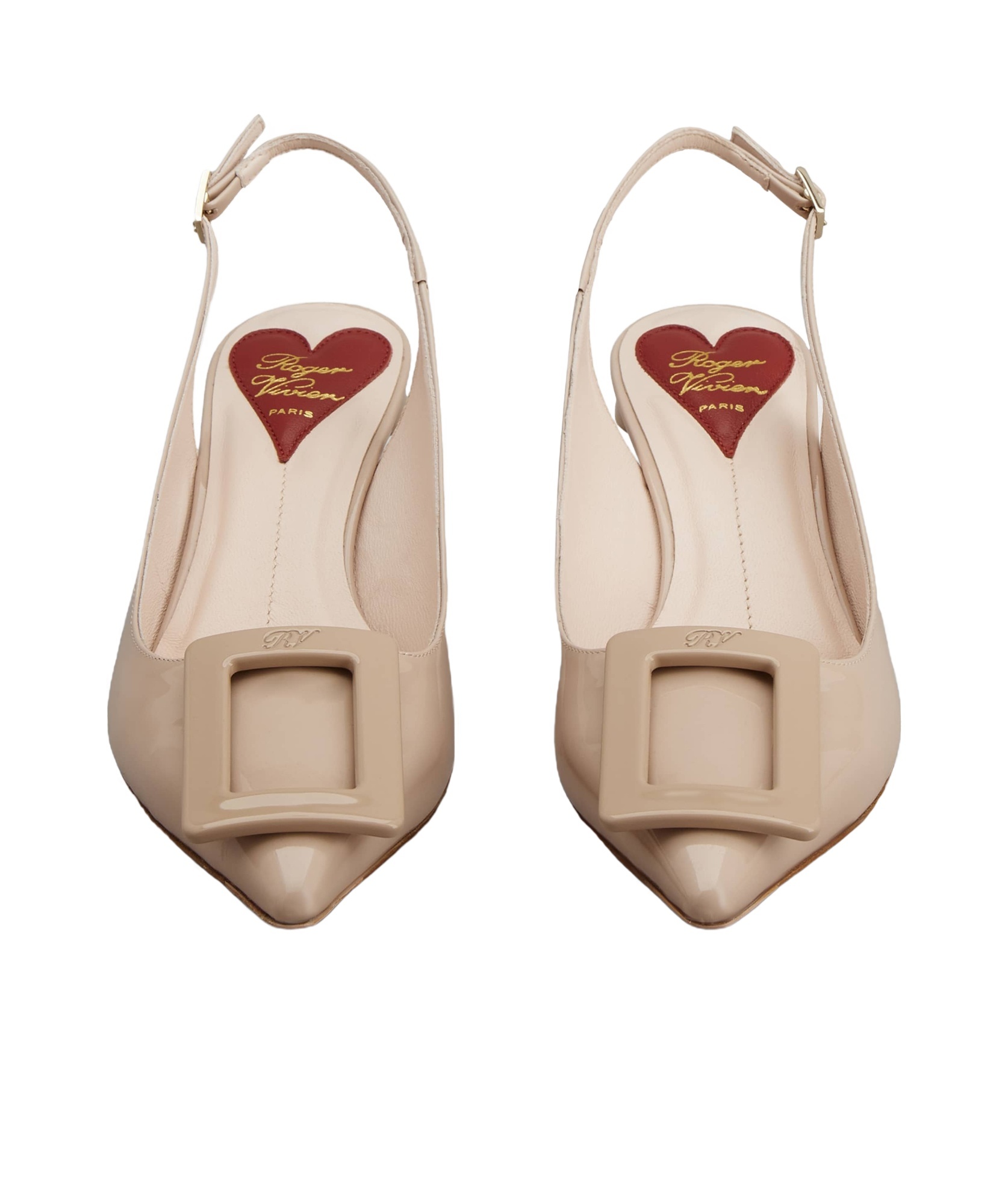 Roger Vivier Virgule Lacquered Buckle Slingback Pumps In Nude