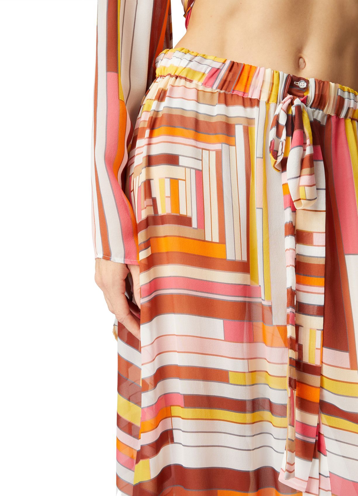 Missoni Langer Bedeckter Rock Aus Bedruckter Seide Mit Frontverschluss In Nude