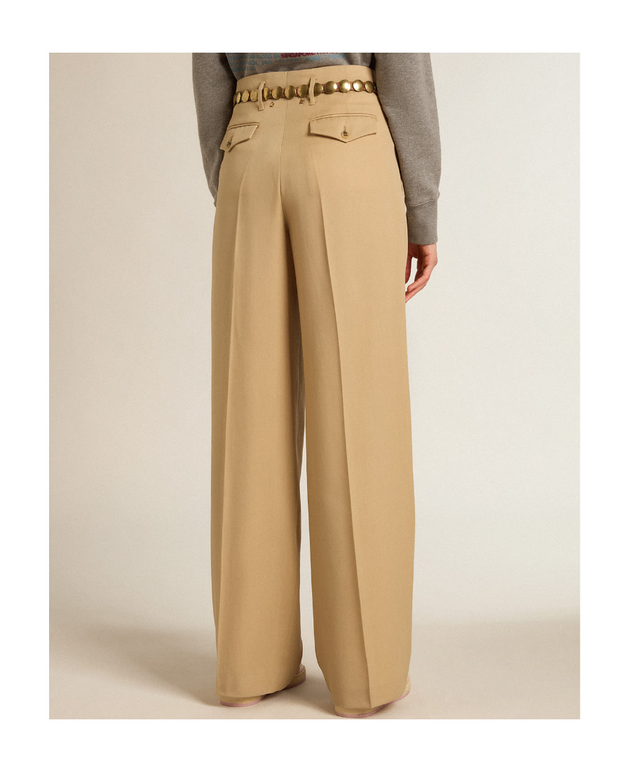 Golden Goose Womens Wool Gabardine Pants In Sand In Nude