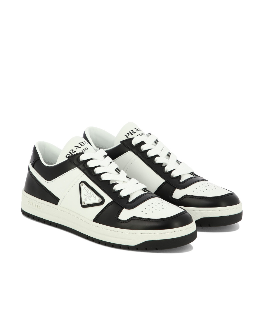 Prada Downtown Sneaker Aus Perforiertem Leder In White