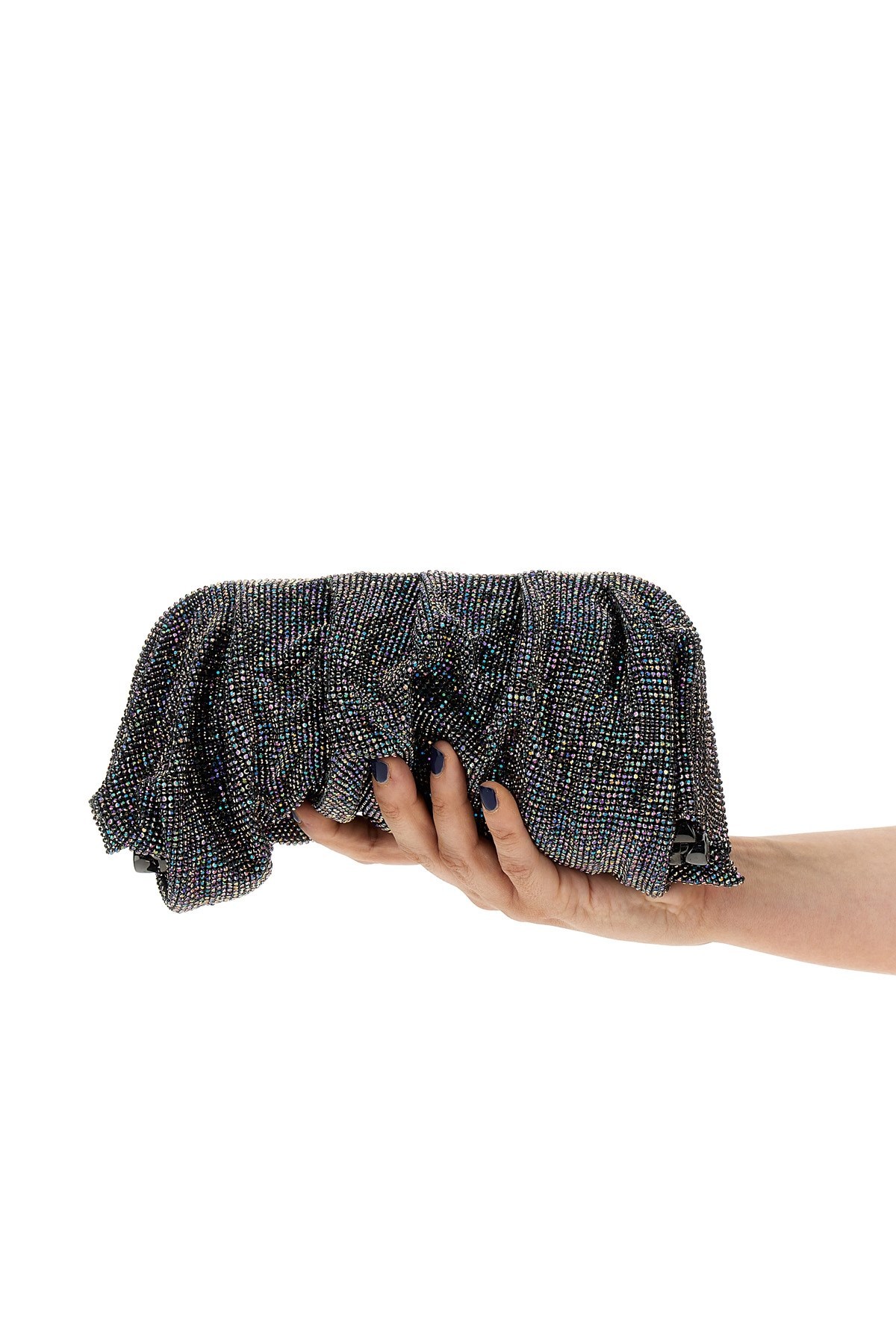 Benedetta Bruzziches Venus La Grande Metallic Crystal Clutch Bag In Black