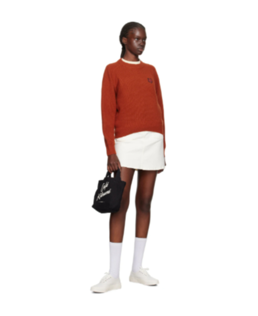 MAISON KITSUNÉ ROUND NECK SHOULDER CUFF SWEATER 