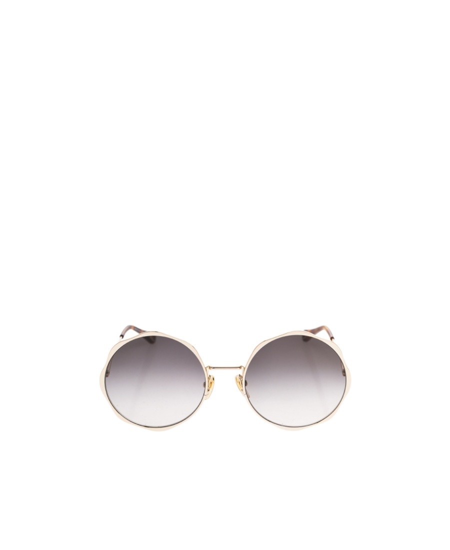 Chloé Logo-engraved Round-frame Sunglasses In Gray