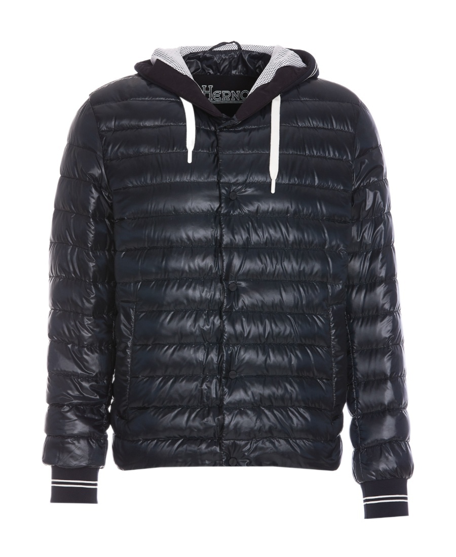 Herno Drawstring Hooded Down Jacket In Black