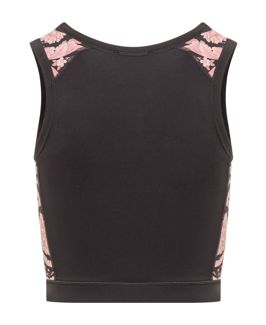 Versace Logo Detailed Crewneck Cropped Sports Top In Multi