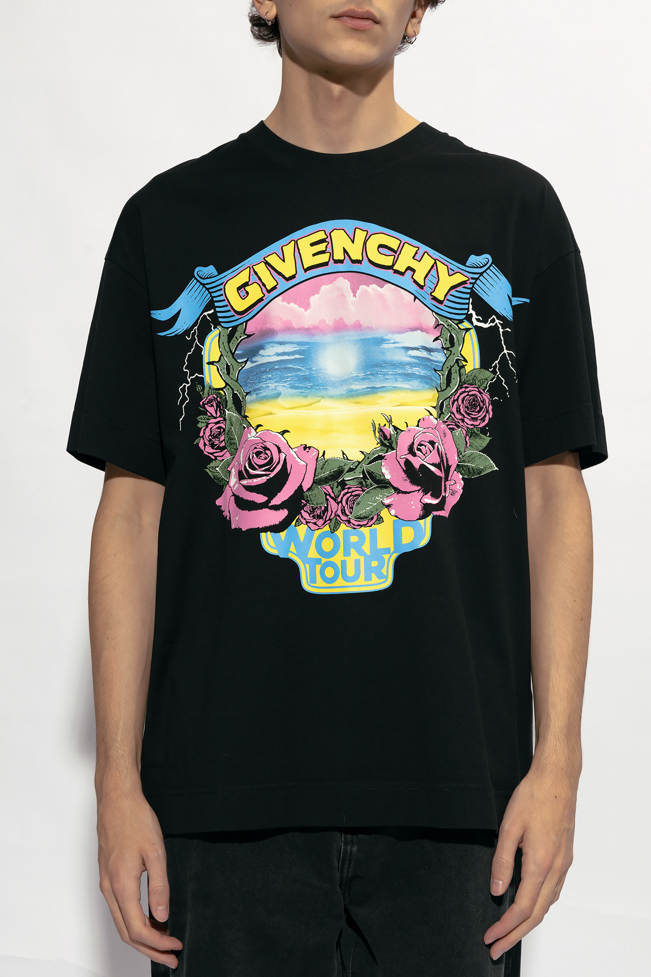 Givenchy Logo Printed Crewneck T-shirt In Black