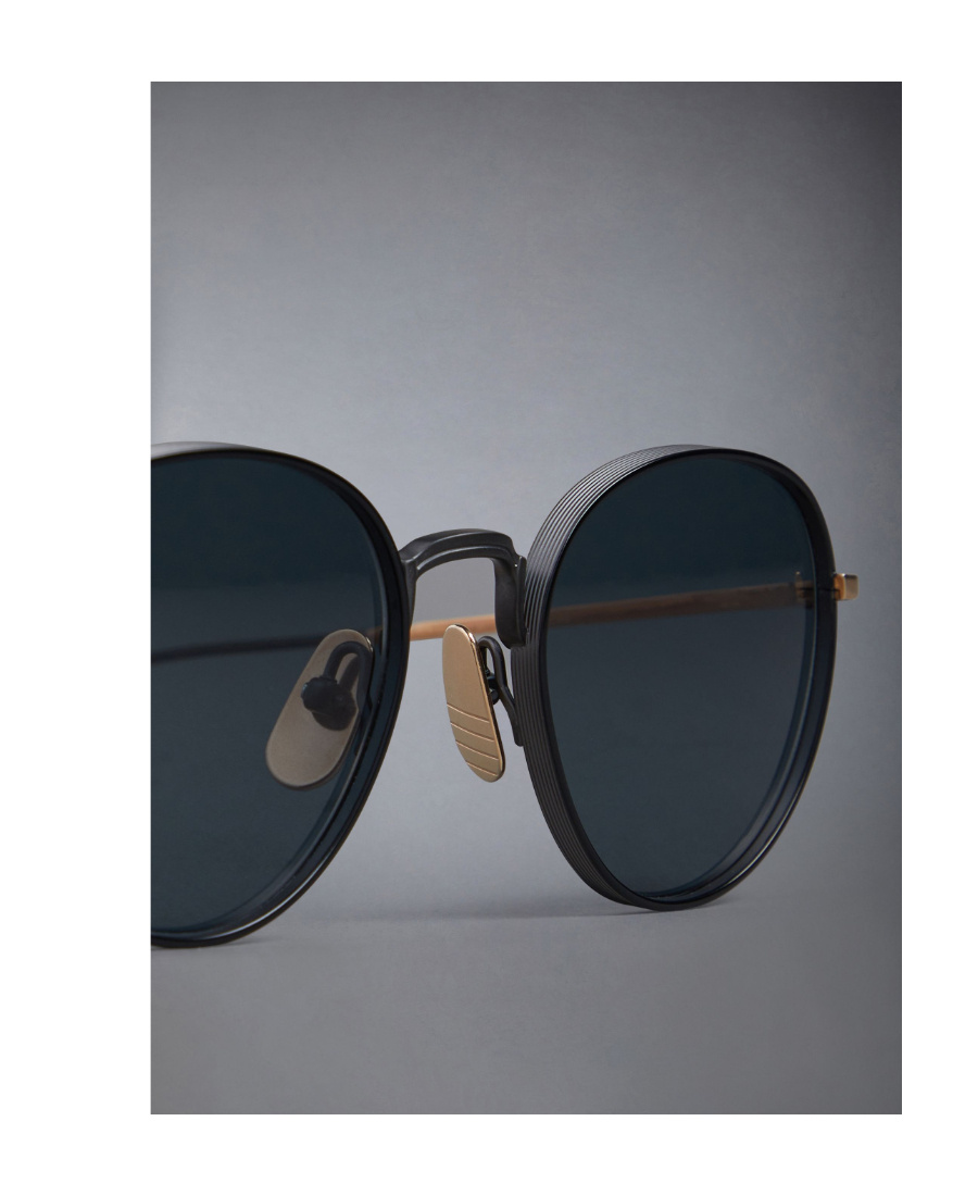 Thom Browne Round-frame Tinted Sunglasses In Black
