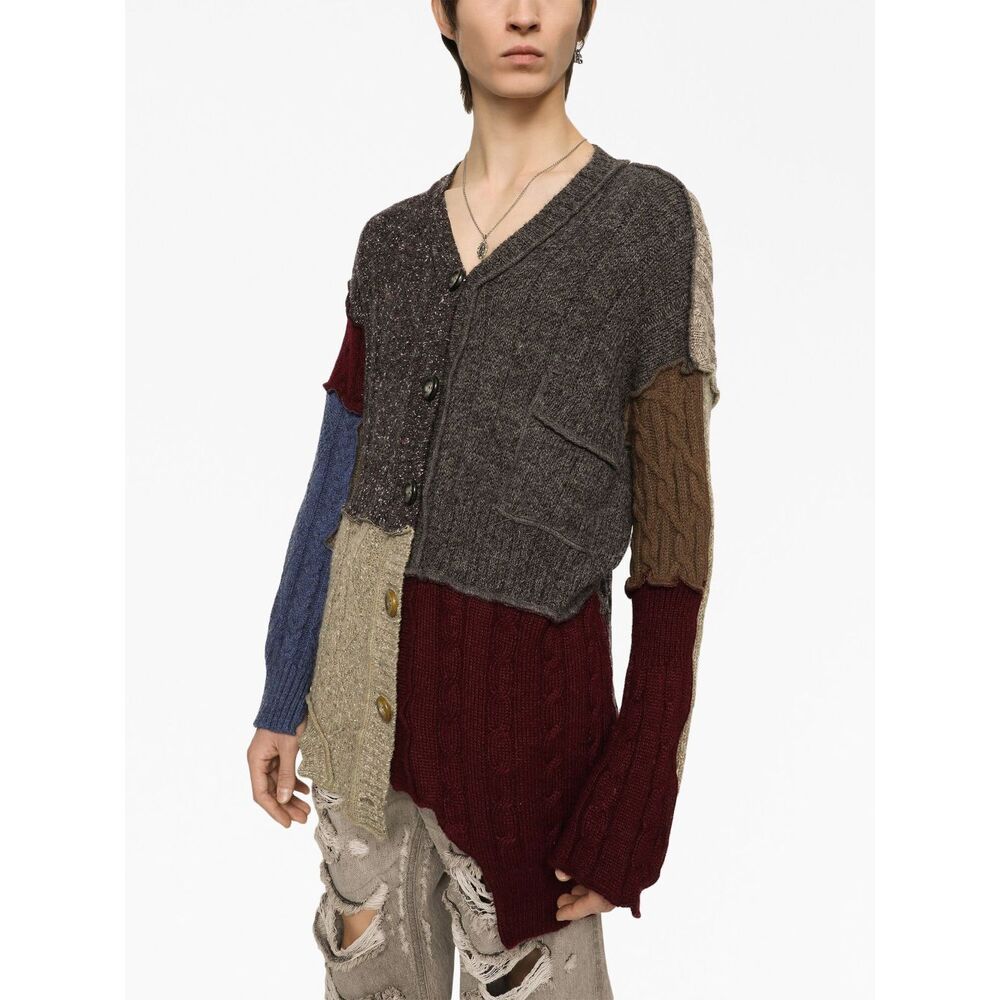 Dolce & Gabbana Patchwork Distressed Cardigan In Black