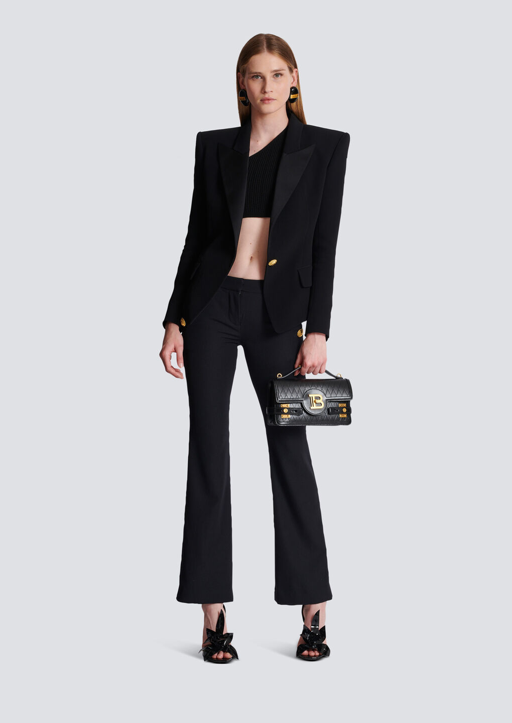 Balmain Flared Virgin-wool Trousers In Black