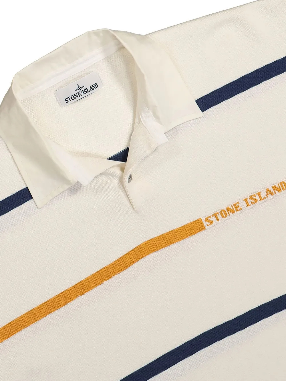 Stone Island Striped Cotton Shirt In White