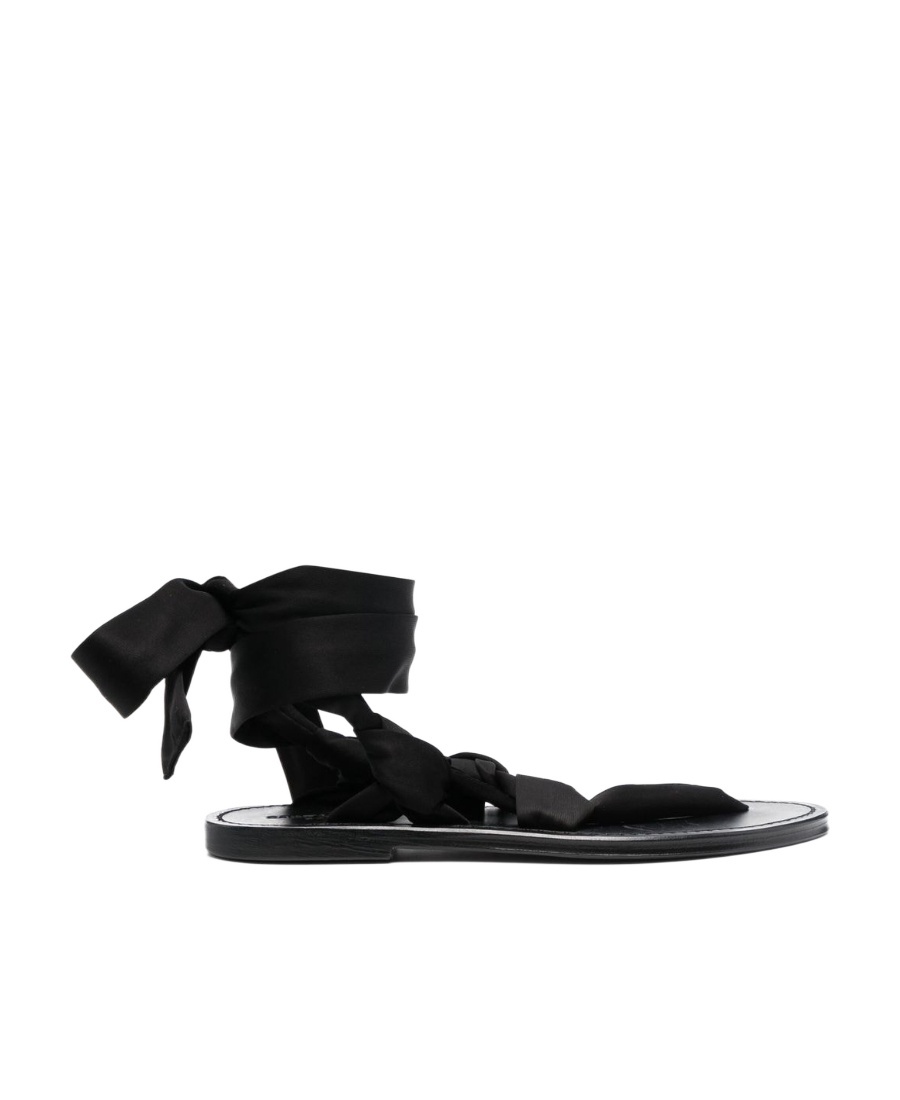 Saint Laurent Tie-strap Flat Sandals In Black