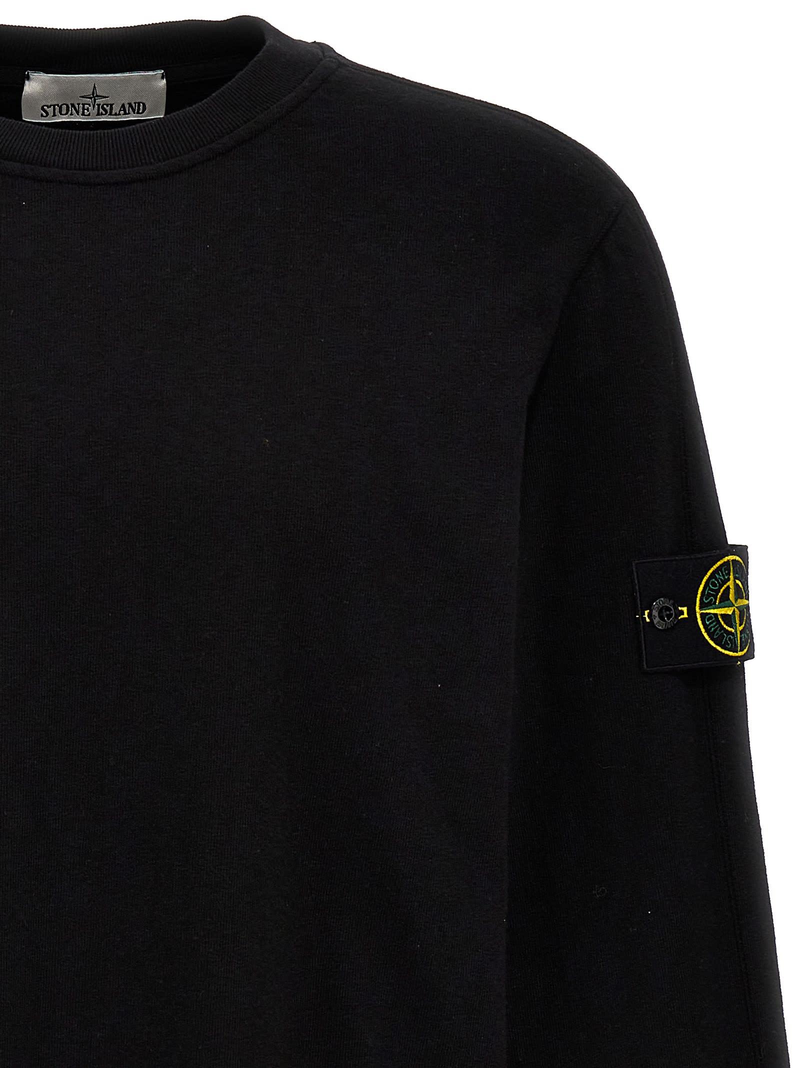Shop Stone Island Compass-badge Cotton Sweatshirt In Black