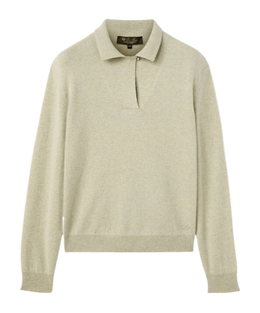 Loro Piana Long-sleeved Knitted Polo Shirt In Nude