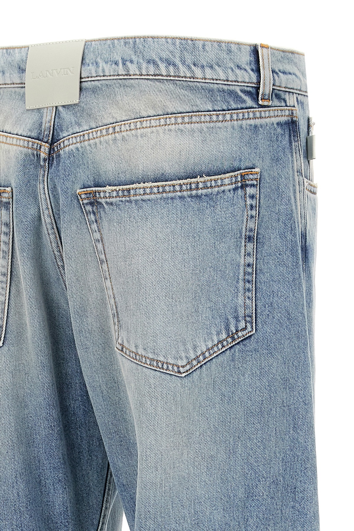 Lanvin 'faded Wash' Five-pocket Jeans With Belt Loops In Gray