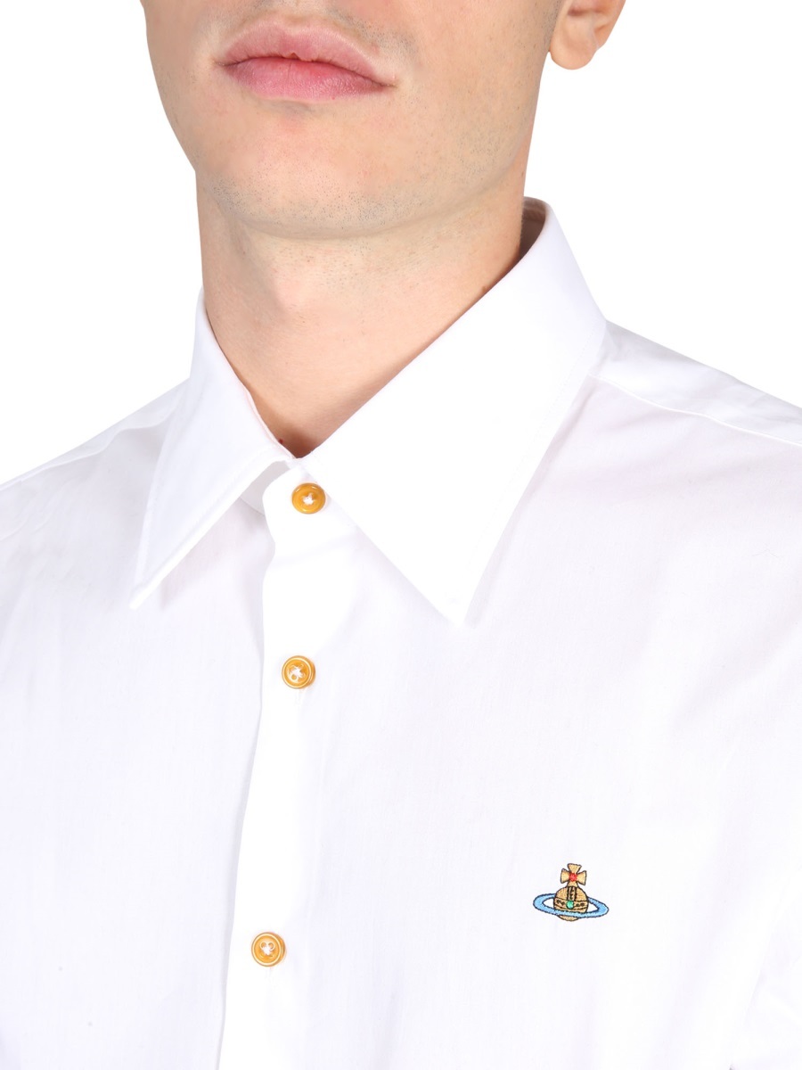 Vivienne Westwood Embroidery Orb Buttoned Shirt In White