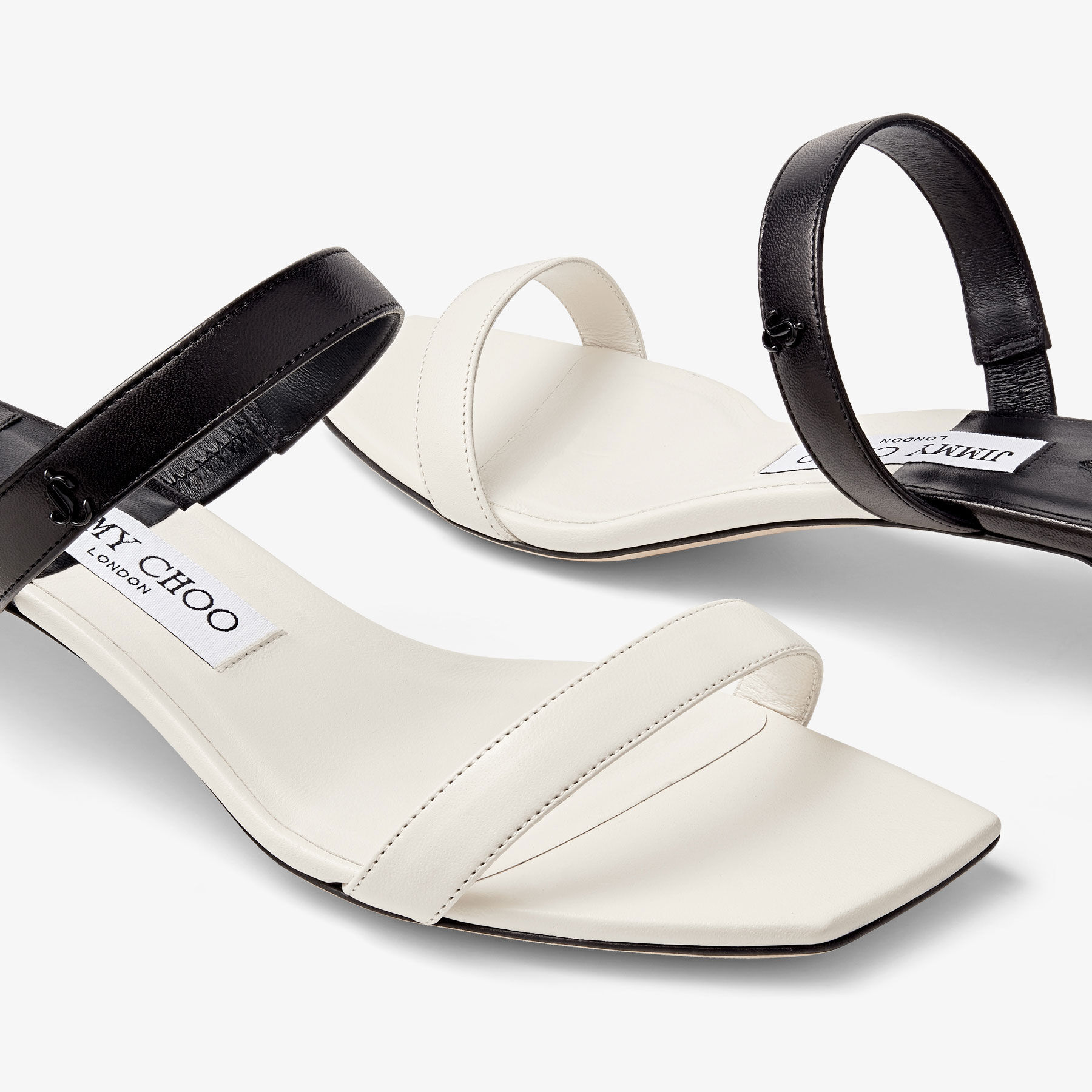 Jimmy Choo Kyda Bicolor Dual-band Slide Sandals In White