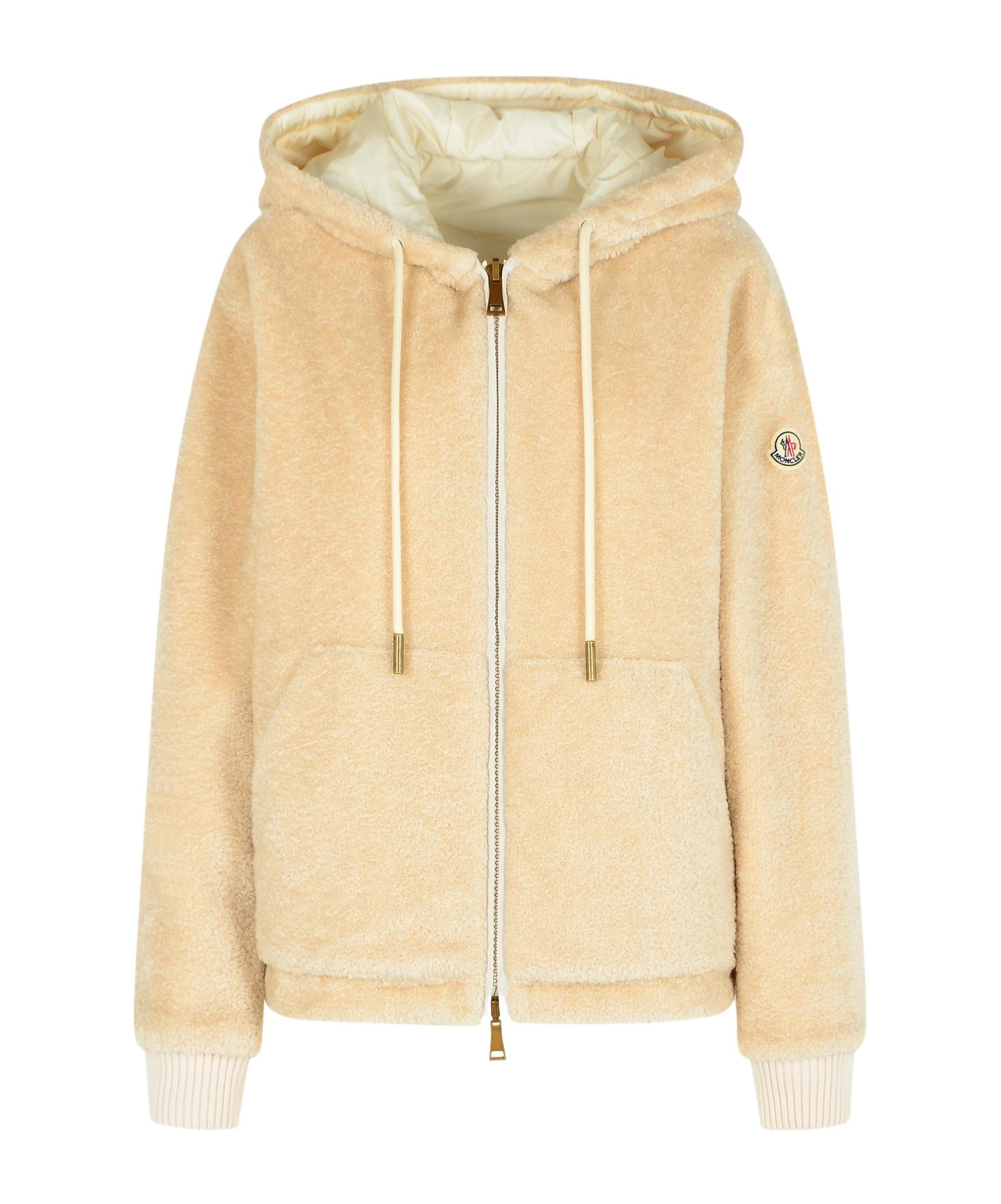 Moncler Reversible Jacket In Cream Cotton Blend In White