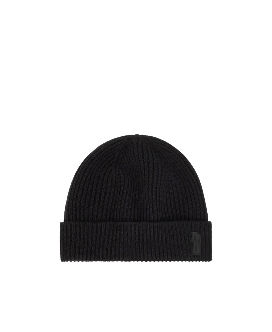 Giorgio Armani Cashmere Beanie With Logo In Black