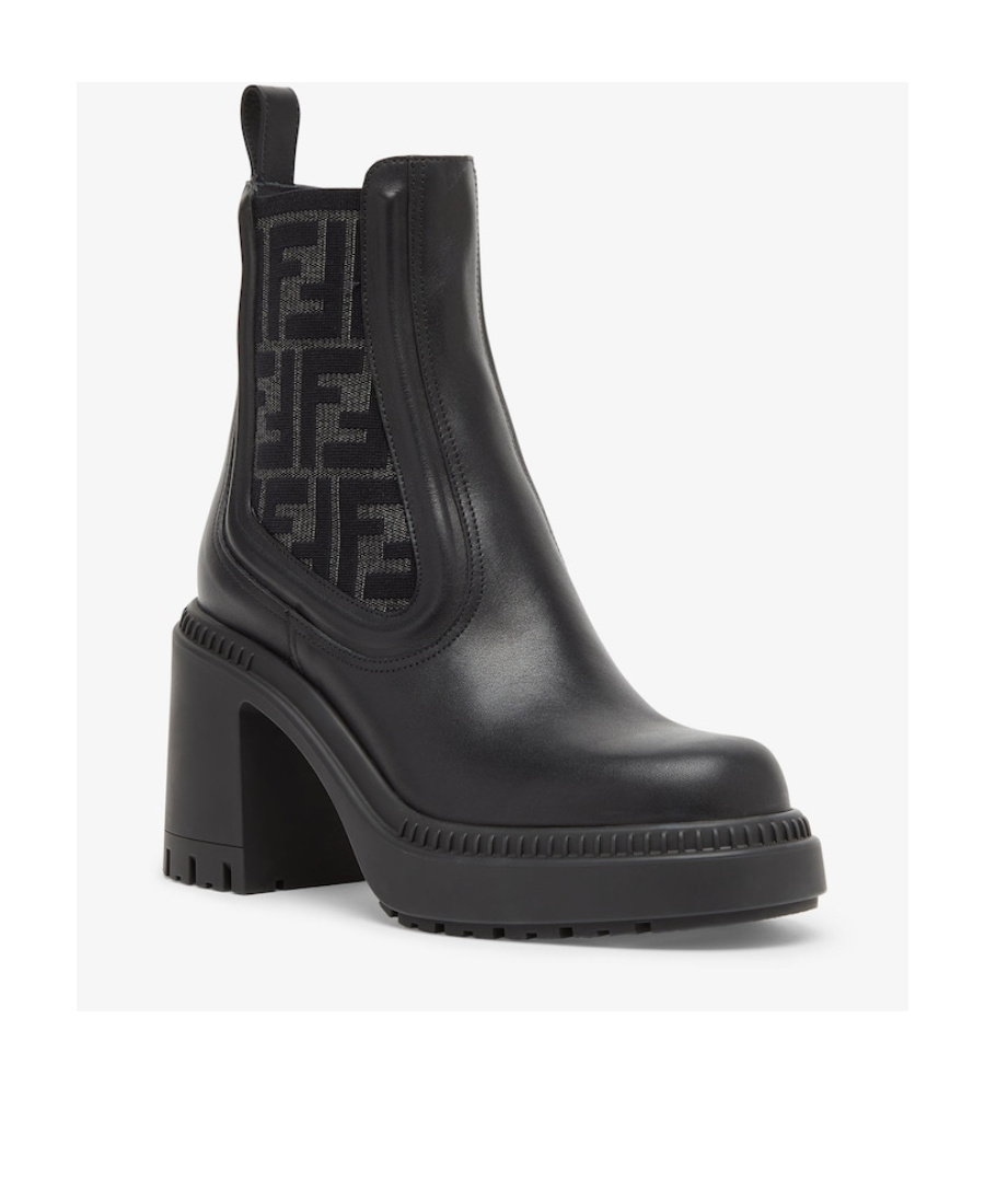 Fendi Black Domino Leather Boots In Black