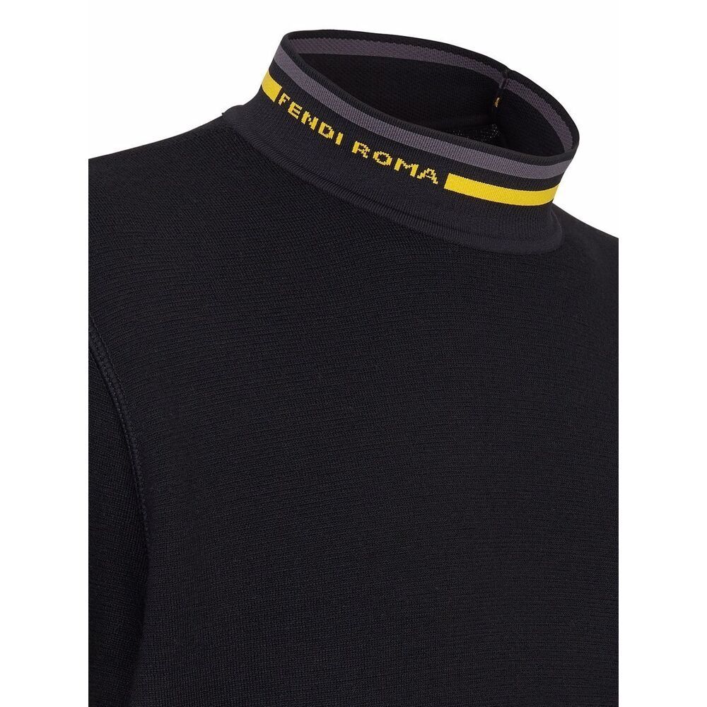 Fendi Intarsia-logo High-neck Jumper In Black