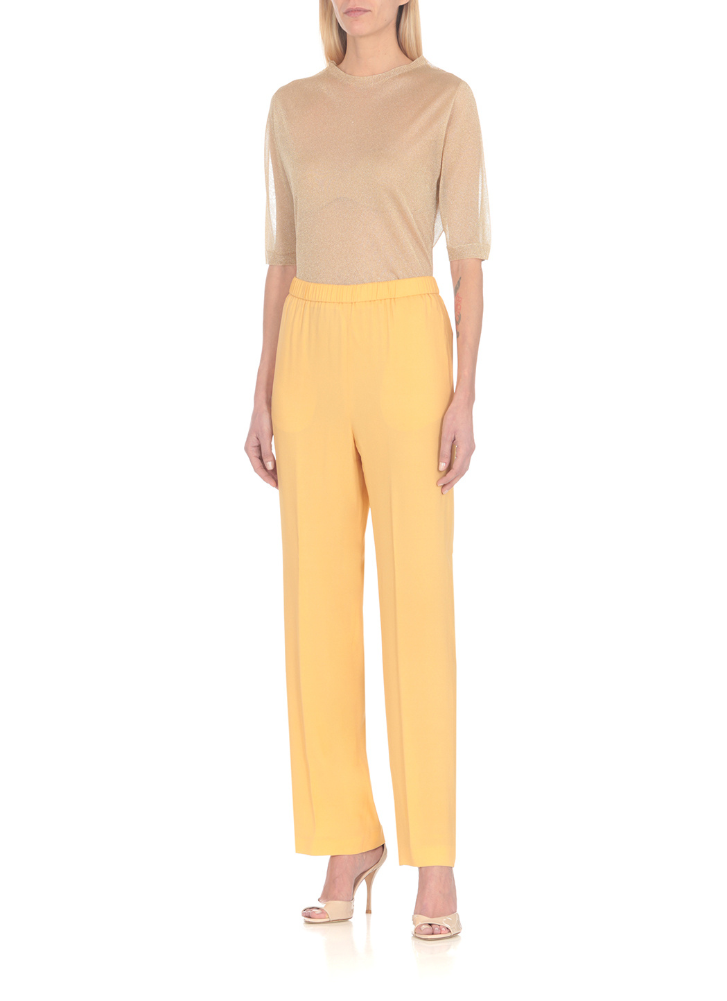 Fabiana Filippi Elasticated Waistband Straight Crepe Trousers In Yellow