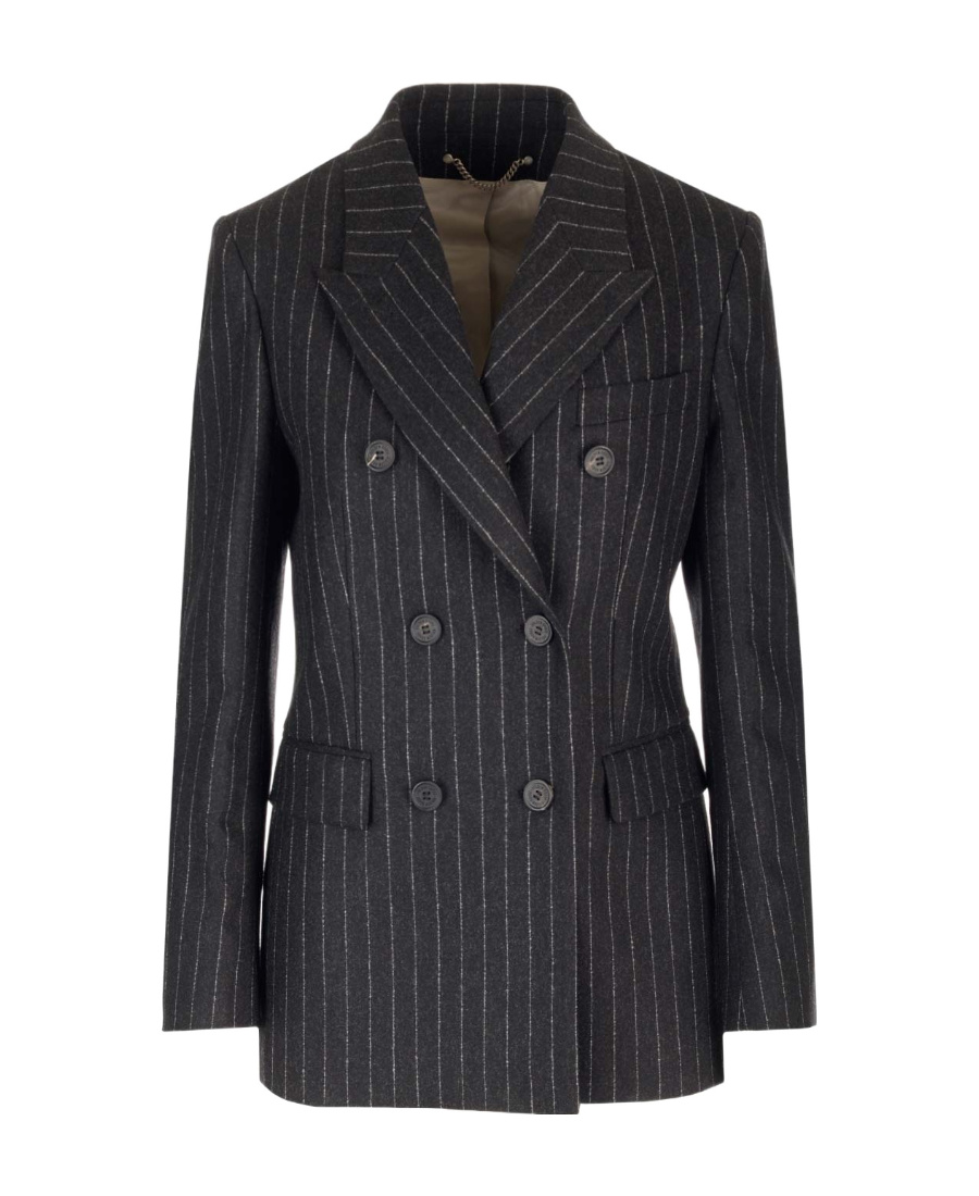 Golden Goose Pinstriped Double-breasted Blazer In Black