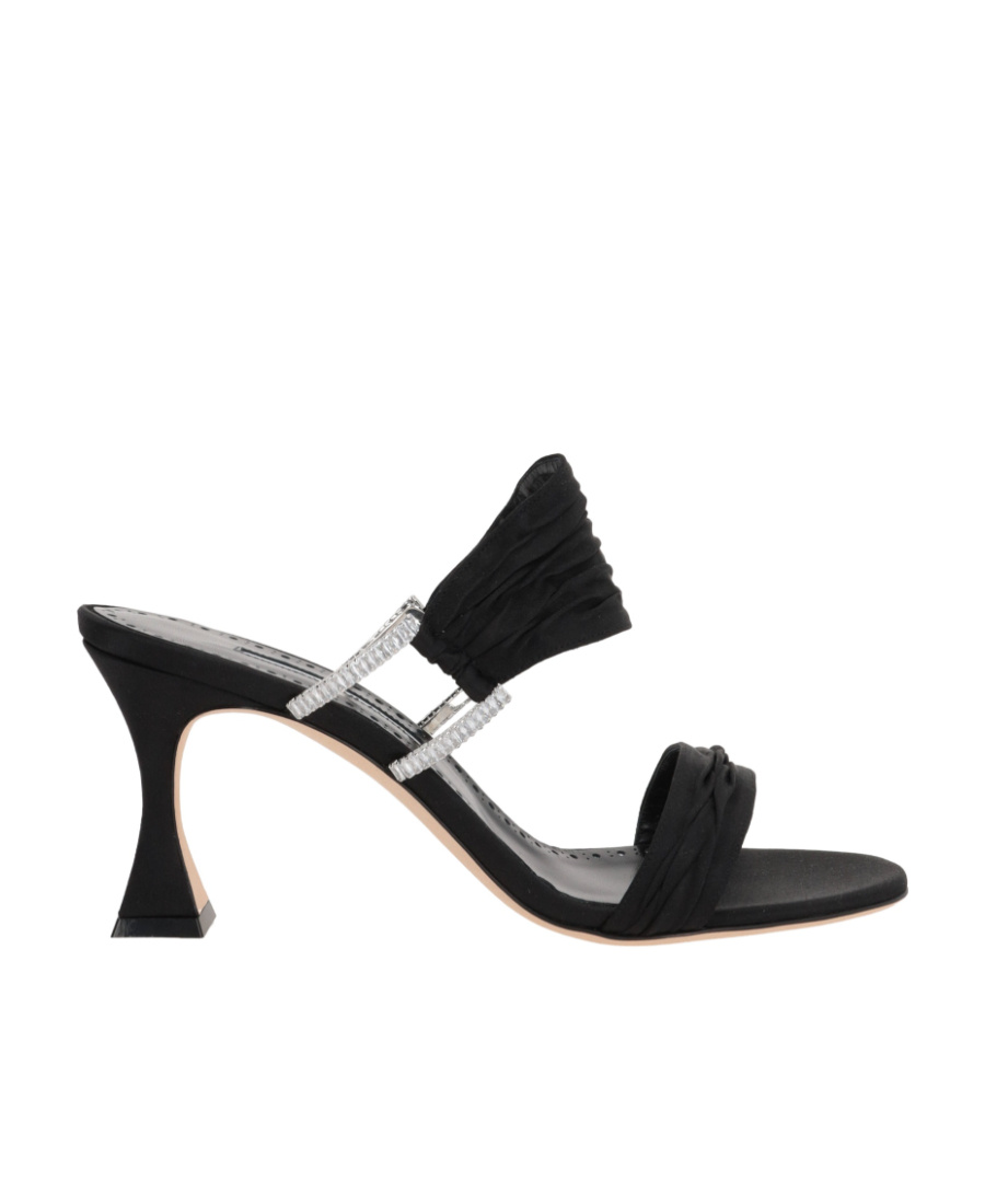 Manolo Blahnik Chinap 70 Satin Mules In Black