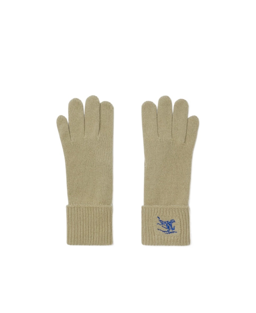 Burberry Ekd-embroidered Knitted Gloves In Nude