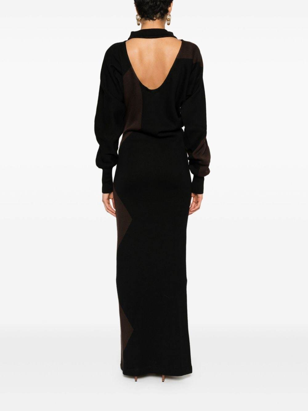 Philosophy Di Lorenzo Serafini Scoop Back Long Knitted Dress In Black