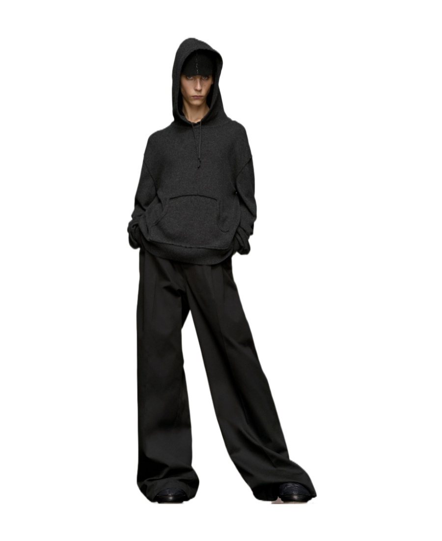 Maison Margiela Four-stitch Logo Wool Blend Hoodie In Black