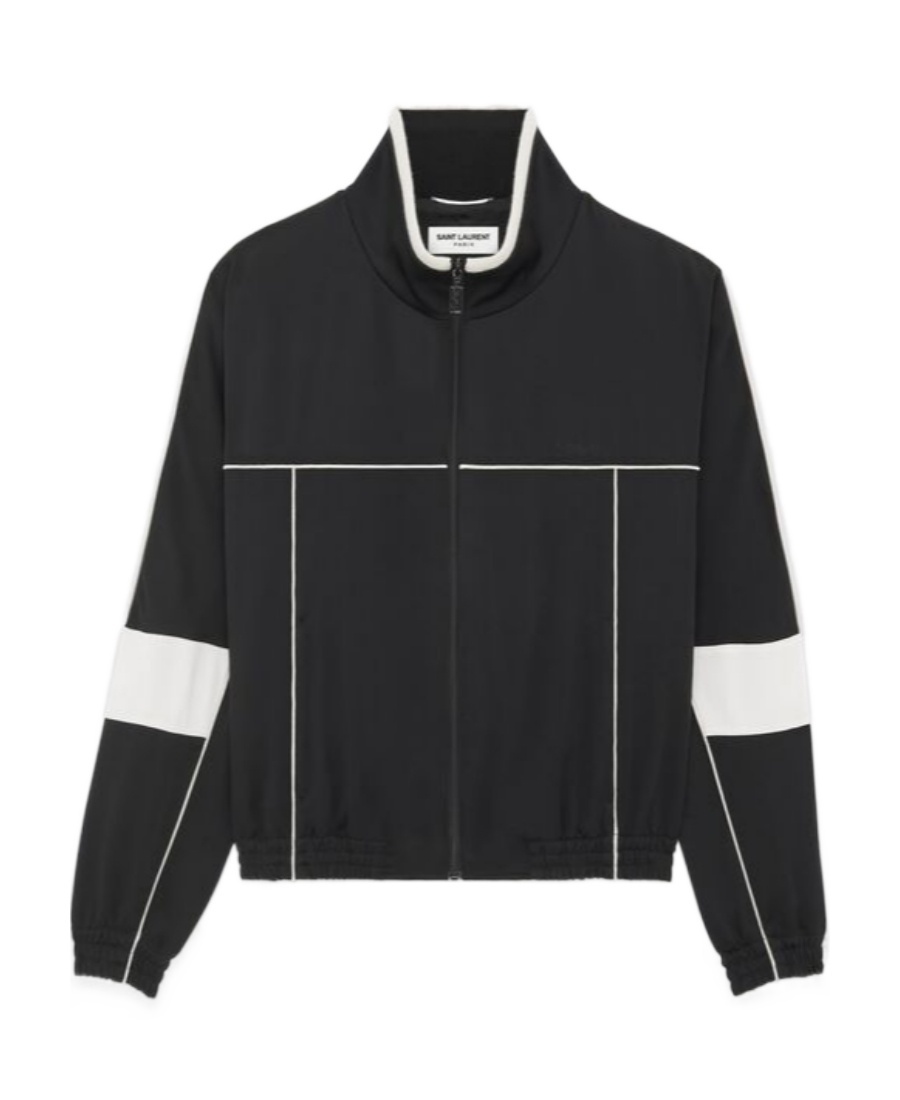 Saint Laurent Panelled-design High-neck Bomber Jacket In Black