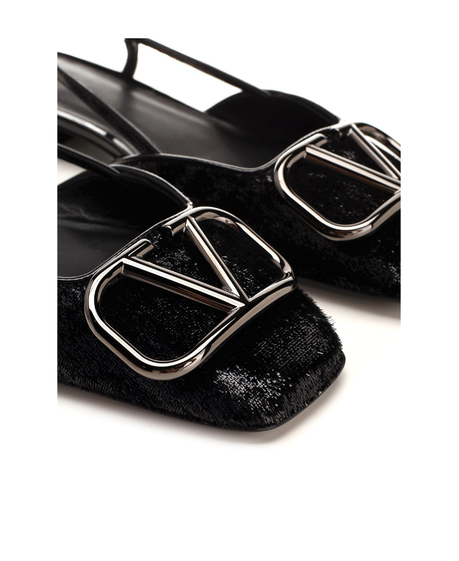 Valentino Garavani Vlogo Signature Patent Leather Slingback 20mm Woman Black 42 In Black