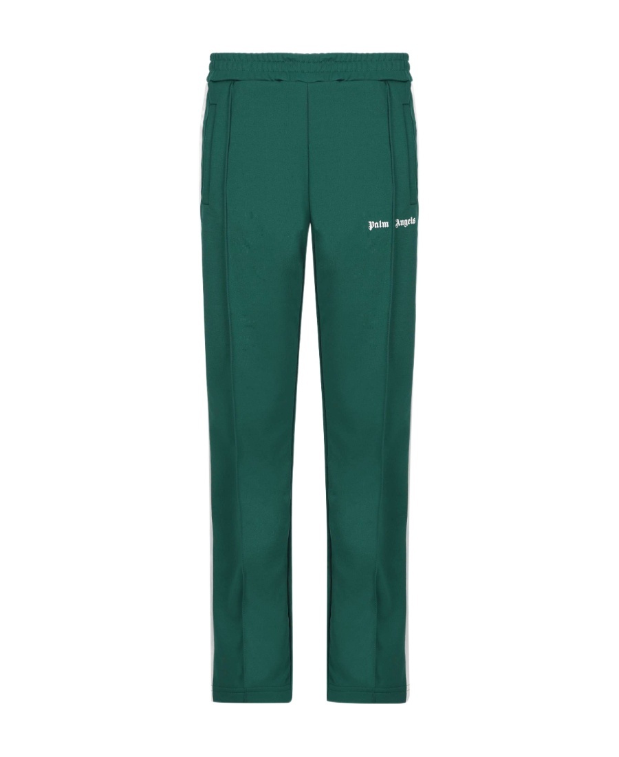 Palm Angels Green Polyester Trousers In Blue