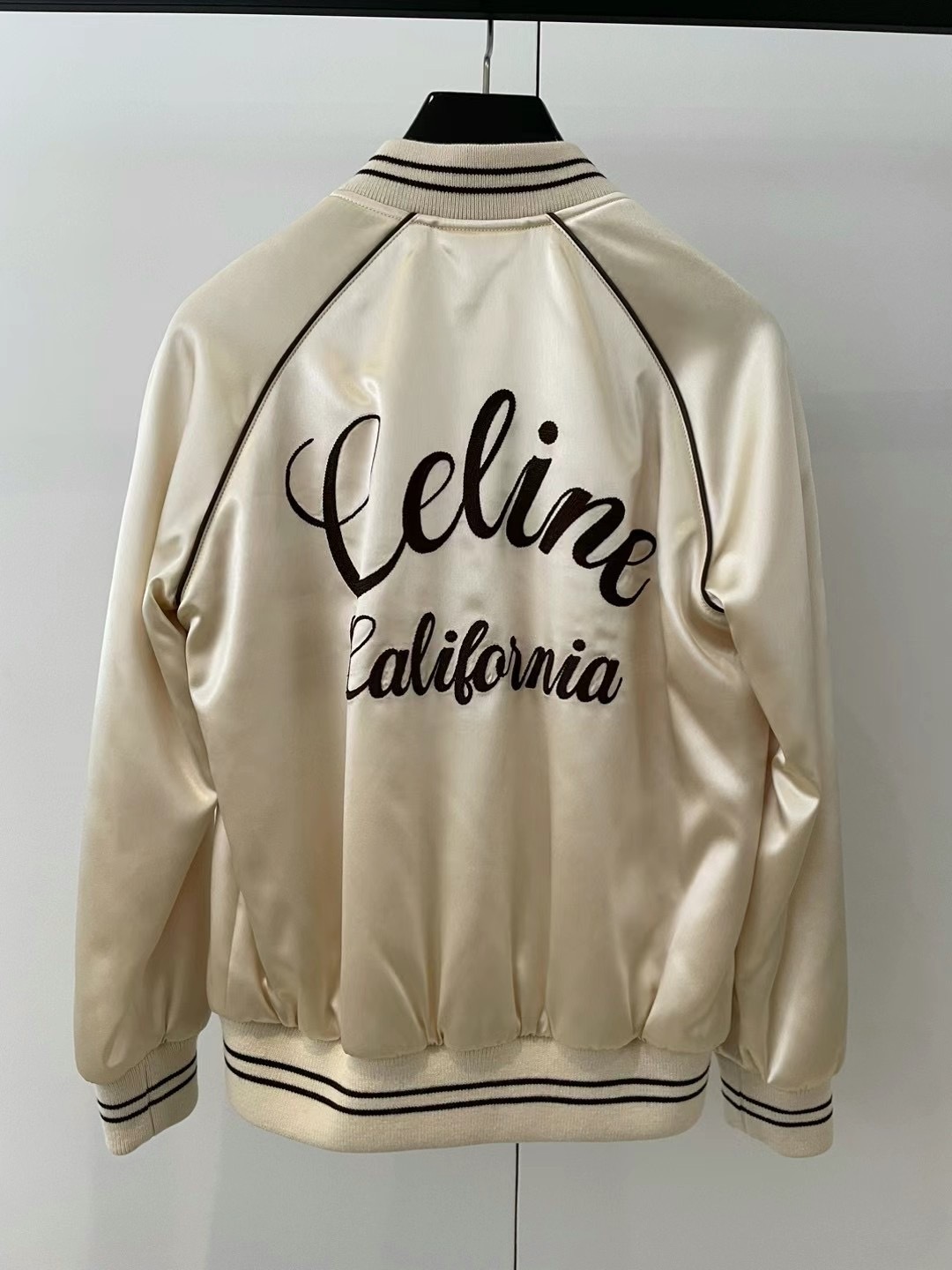 Celine Zipper Baseball Jacket In Nude