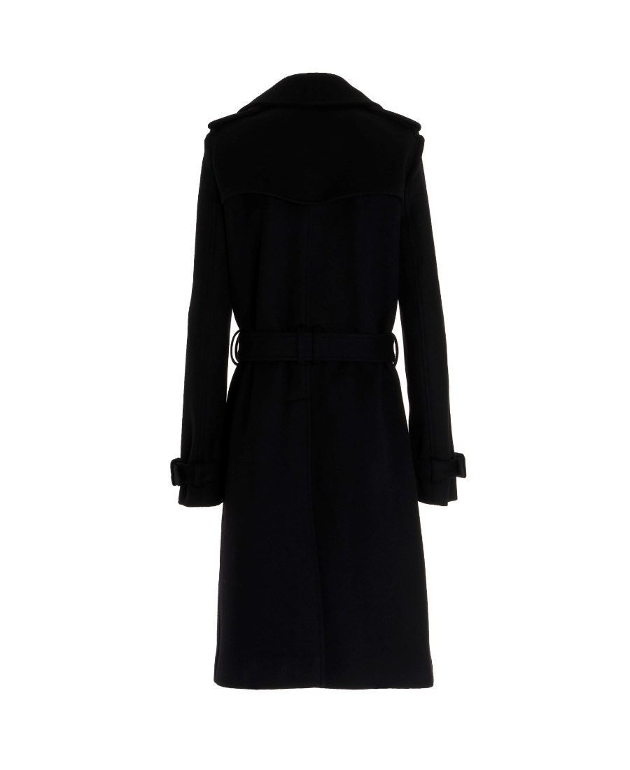 Saint Laurent Double-breasted Belted Coat In Black