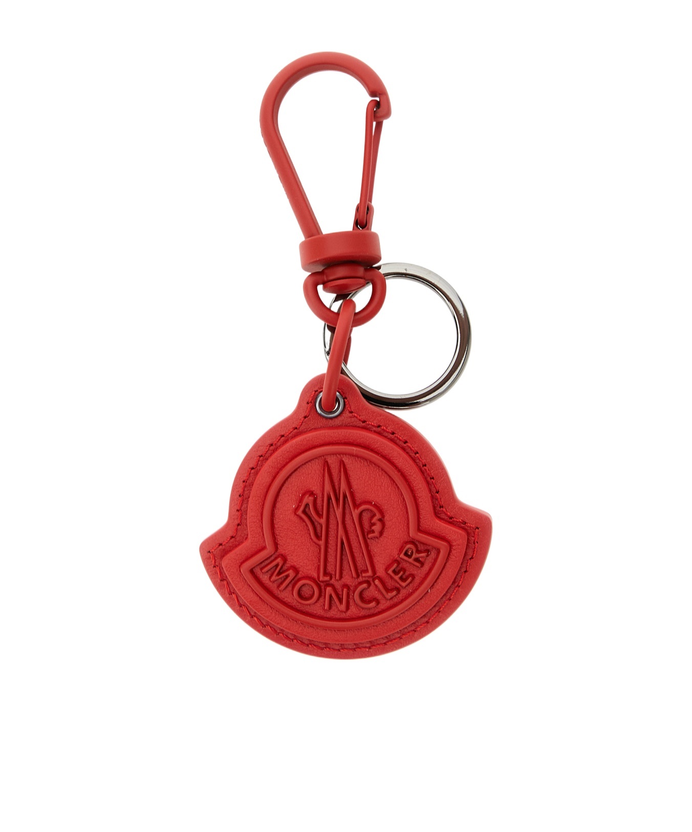 Moncler Logo-embossed Leather Keyring In Red