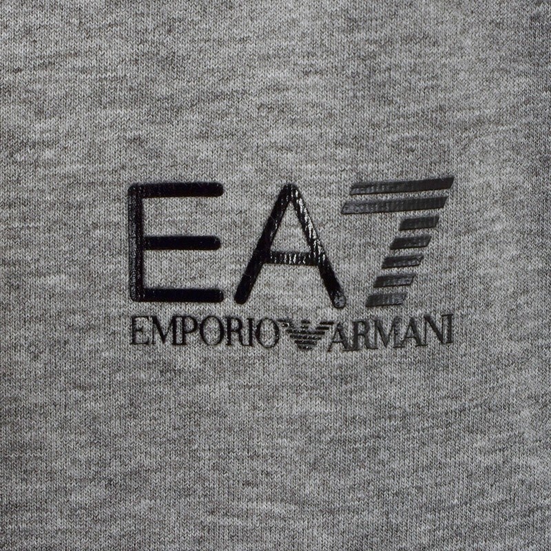 Ea7 Series Floral Pattern Hooded Long Sweaters In Gray