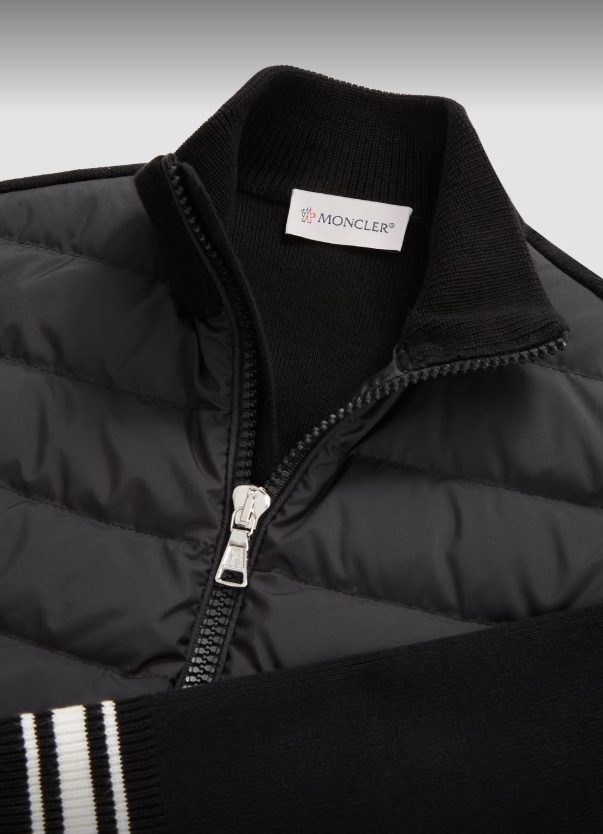 Moncler Padded Cotton Zipper Cardigan In Black