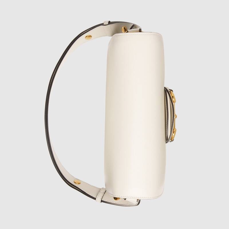 Gucci Horsebit 1955 Leather Shoulder Bag In White