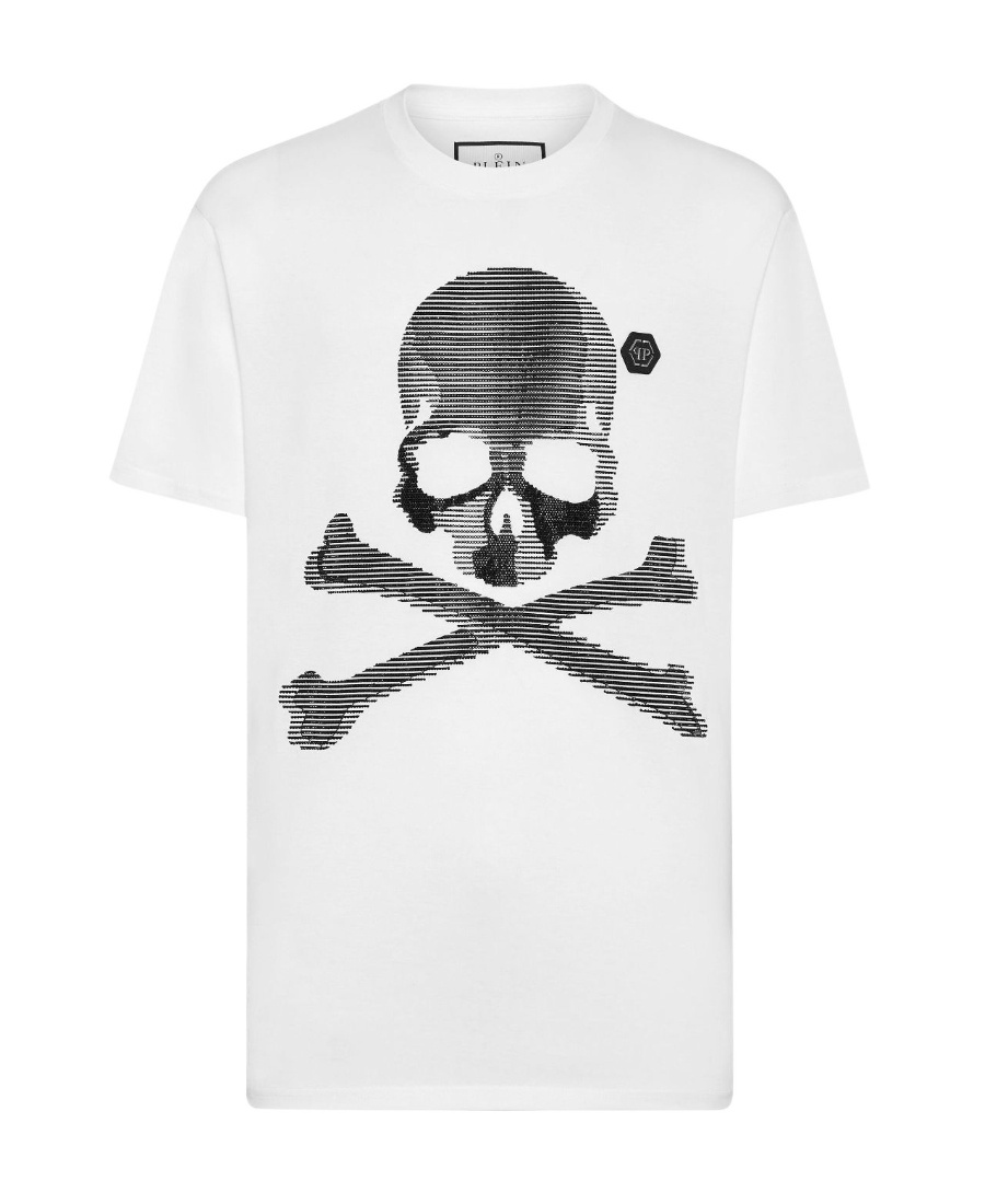 Philipp Plein Crew Neck Skull And Crossbones T-shirt In White