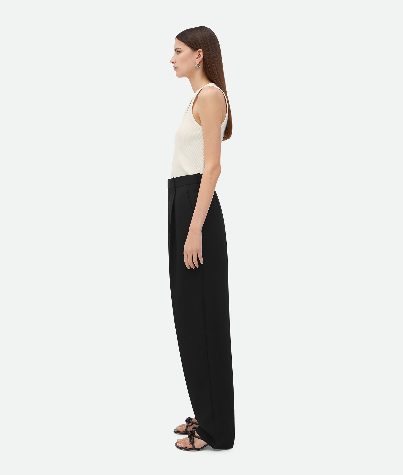 Shop Bottega Veneta Wool Grain De Poudre Trousers In Black