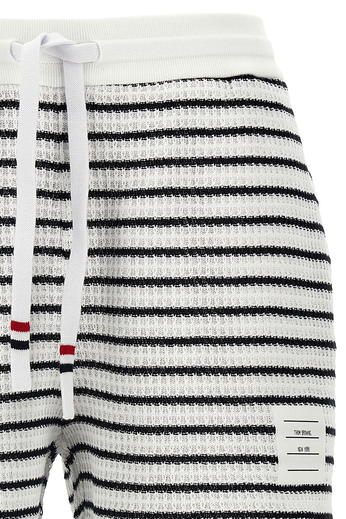 Thom Browne Striped Cotton Shorts With Adjustable Drawstring In Blue
