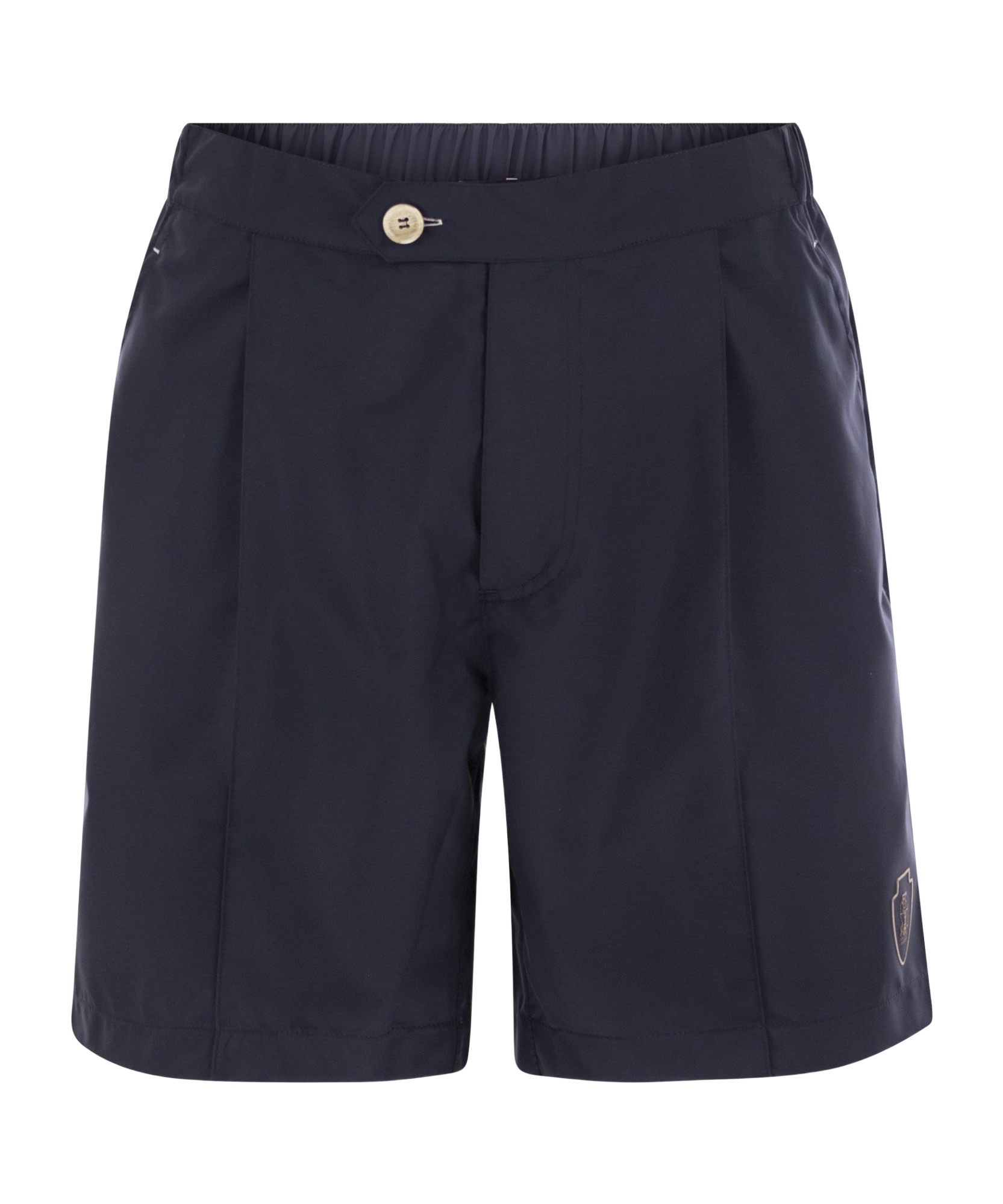 Brunello Cucinelli Bermuda Shorts With Elastic Waistband And Pockets In Blue