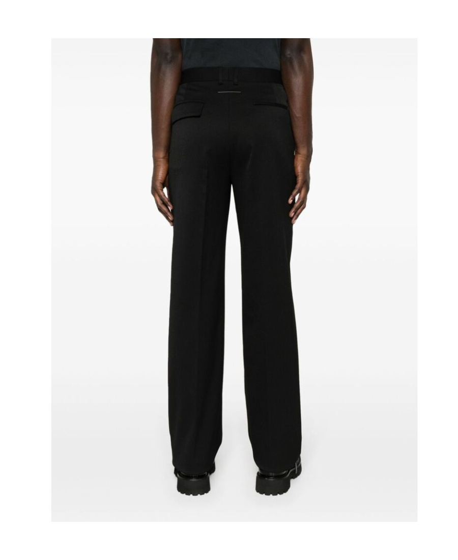Mm6 Maison Margiela Logo-embroidered Straight-leg Tailored Trousers In Black