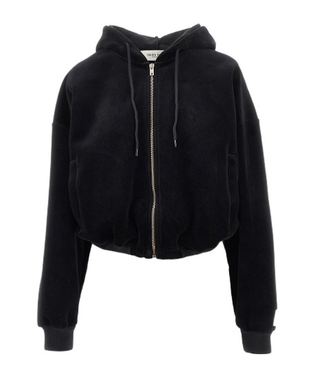 Golden Goose Cropped Knitwear With Hood And Pockets In Black