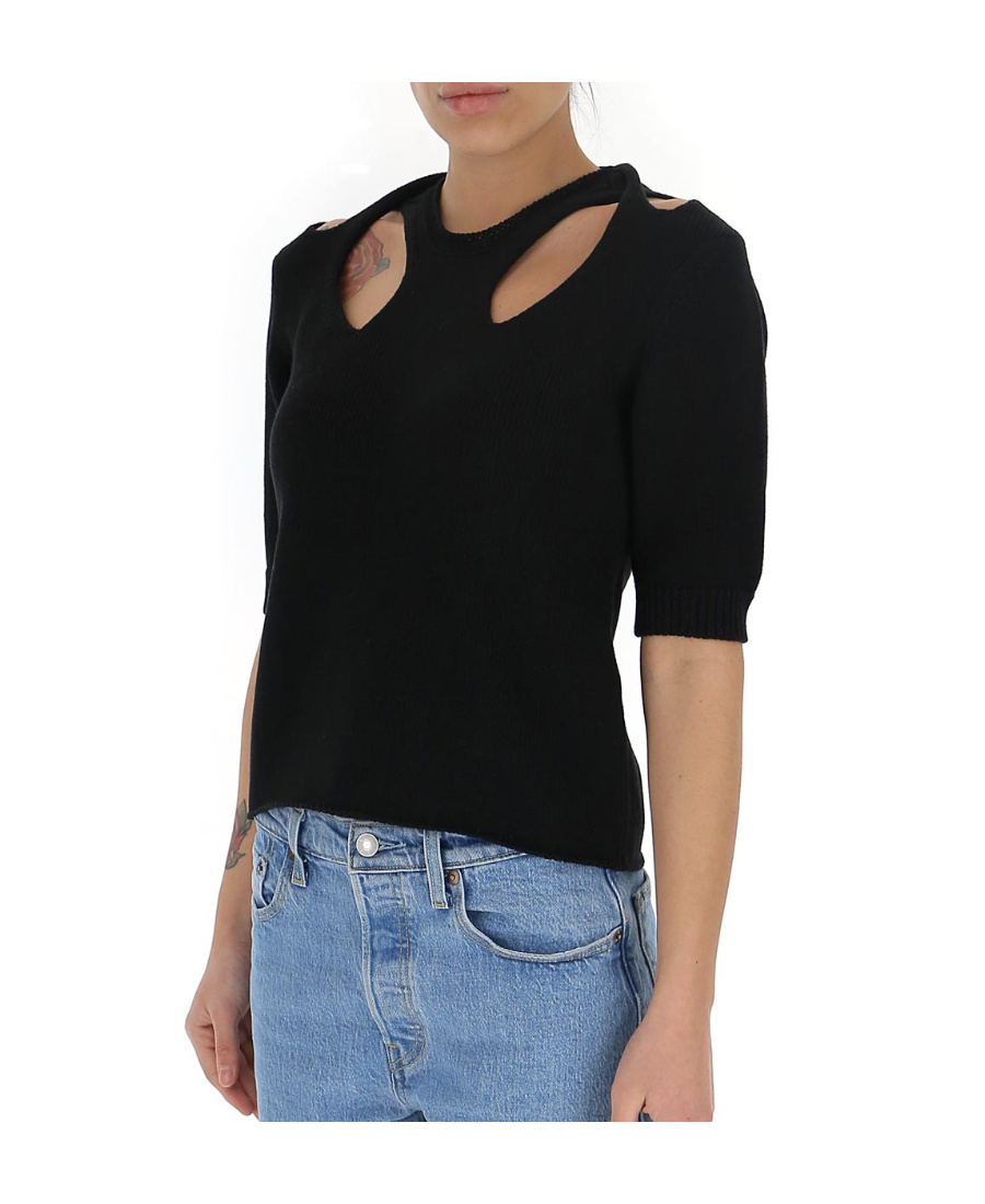 Chloé Cutout Cotton And Wool-blend Sweater In Black
