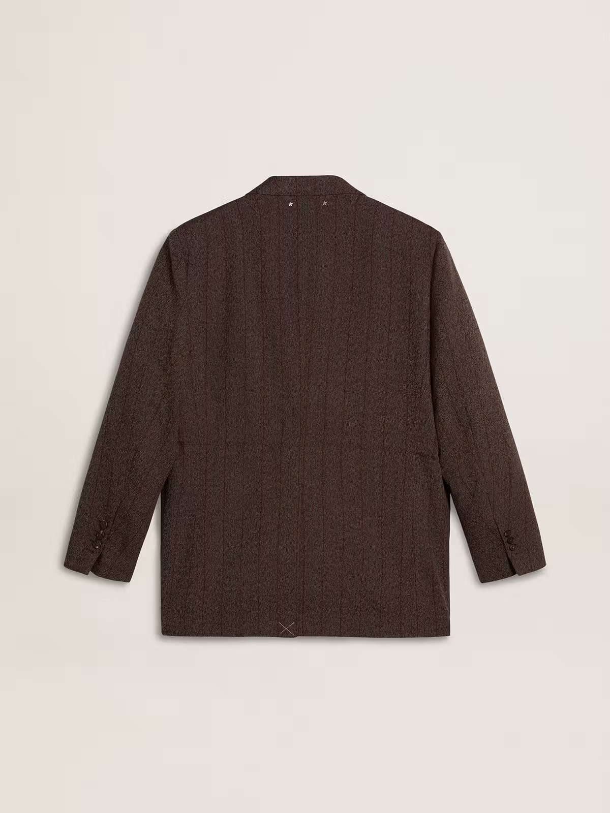 Golden Goose Pinstripe Double-breasted Blazer With Butterfly Embellishment In Brown